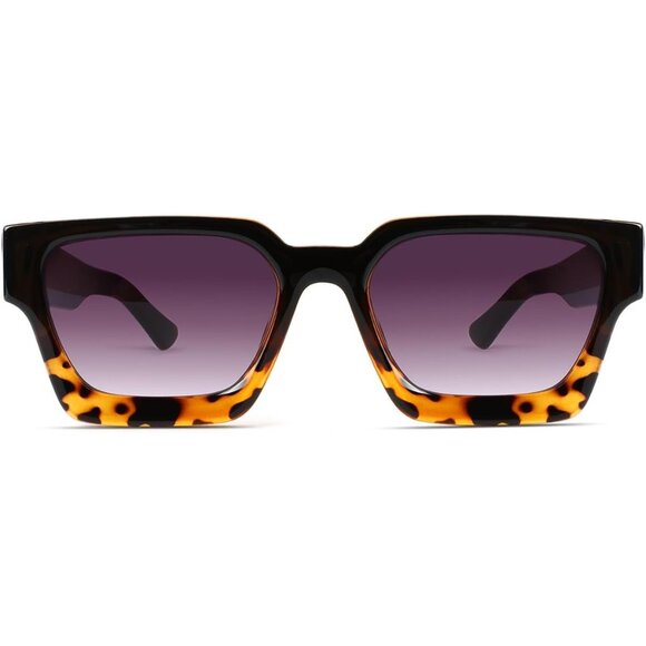 🆕 Women Grey Trendy Square Sunglasses Fashion Thick Rectangle Shades Designer - Picture 2 of 7